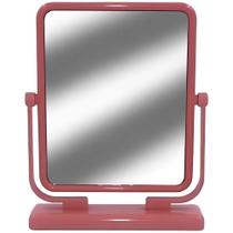 Espelho com Suporte de Mesa Dupla Face Rosa - Quanhe