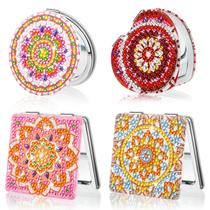 Espelho compacto de pintura de diamante Marsui 4 unidades para mulheres Espelho compacto de pintura de diamante Marsui 4 unidades para mulheres