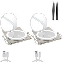 Espelho compacto Milishow LED Light 1x/10x com ampliação branca