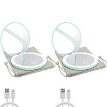 Espelho compacto Milishow LED Light 1x/10x com ampliação ciano