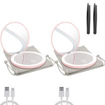 Espelho compacto Milishow LED Light 1x/10x com ampliação rosa