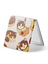 Espelho Compacto OMIRO com Ampliação 1X/3X em Couro PU Gato