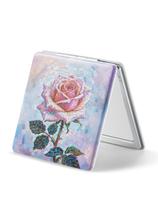 Espelho Compacto OMIRO com Ampliação 1X/3X em Couro PU Rosa