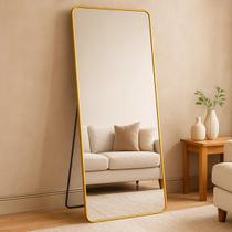Espelho Corpo Inteiro Dourado 170x70cm Moldura Alumínio Modelos Orgânico, Oval, Retangular e Base Reta Espelho Corpo Inteiro Dourado 170x70cm Moldura Alumínio Modelos Orgânico, Oval, Retangular e Base Reta