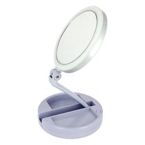 Espelho De Aumento 10x Com Luz De Iluminação Led De Mesa Dobrável E Articulável REDONDO
