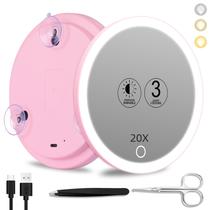 Espelho de aumento iluminado Suupvaor 20X 15cm com pinça e tesoura Espelho de aumento iluminado Suupvaor 20X 15cm com pinça e tesoura