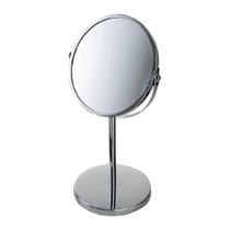 Espelho de Aumento Mor Dupla Face com Giratória 360 Graus e Pedestal - Cinza