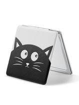 Espelho de Aumento OMIRO 1X/3X, Espelho Compacto com Pintura Única e Couro PU Clássico (Gato Ginger)