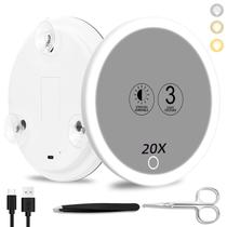 Espelho de aumento Suupvaor 20x com luz de 6" com pinça e tesoura Espelho de aumento Suupvaor 20x com luz de 6" com pinça e tesoura