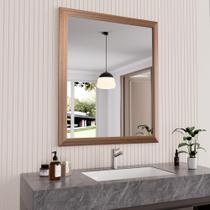 Espelho de banheiro Amorho 76x91cm Moldura de metal com grão de madeira de nogueira Espelho de banheiro Amorho 76x91cm Moldura de metal com grão de madeira de nogueira