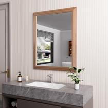 Espelho de banheiro Amorho Walnut Wood Grain Metal Frame 60x75cm Espelho de banheiro Amorho Walnut Wood Grain Metal Frame 60x75cm