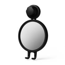 Espelho de Banheiro com Ventosa Preto Antiembaçante, Compacto e Resistente