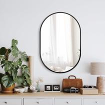 Espelho de banheiro Delma Black Oval 76x51cm emoldurado em metal Espelho de banheiro Delma Black Oval 76x51cm emoldurado em metal