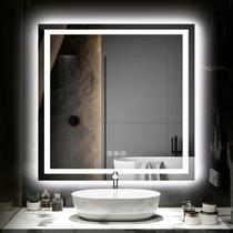 Espelho de banheiro LED Hivone 36x36cm com luzes antiembaçantes reguláveis