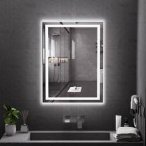 Espelho de banheiro LED Koonmi 32x24cm retroiluminado + iluminado frontal Espelho de banheiro LED Koonmi 32x24cm retroiluminado + iluminado frontal