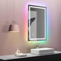 Espelho de banheiro LED LOAAO 28x36cm com luzes anti-neblina RGB Espelho de banheiro LED LOAAO 28x36cm com luzes anti-neblina RGB