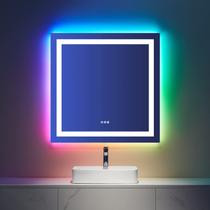 Espelho de banheiro LED LOAAO 36x36cm com luzes antiembaçantes reguláveis Espelho de banheiro LED LOAAO 36x36cm com luzes antiembaçantes reguláveis