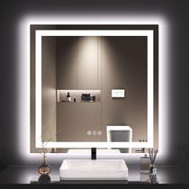Espelho de banheiro LED LOAAO 36x36cm com luzes antiembaçantes reguláveis Espelho de banheiro LED LOAAO 36x36cm com luzes antiembaçantes reguláveis