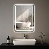 Espelho de banheiro LED WARM&LOVE 40,6 x 61 cm com luz e antiembaçante