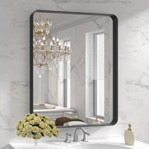 Espelho de banheiro LOAAO 76x91 cm Suporte de parede emoldurado em metal preto Espelho de banheiro LOAAO 76x91 cm Suporte de parede emoldurado em metal preto