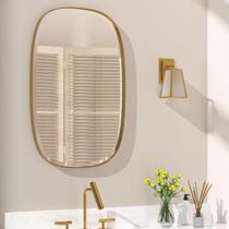 Espelho de Banheiro POZINO 50x76 cm Dourado Escovado com Bordas Arredondadas