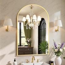 Espelho de banheiro Sweetcrispy 61 x 91 cm com moldura dourada em arco