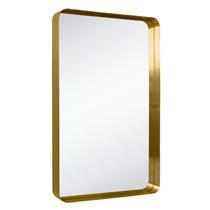 Espelho de banheiro TEHOME em metal dourado escovado emoldurado 60x90cm