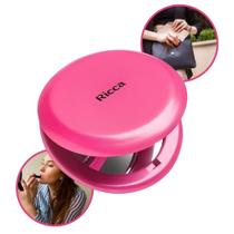 Espelho de Bolsa com Proteção Redondo Prático Rosa Ricca Espelho de Bolsa com Proteção Redondo Prático Rosa Ricca