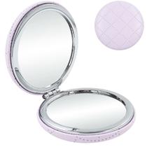 Espelho de Bolsa Compacto 7cm com Capa de Couro, Duplo Reflexo Normal e Aumento Leve e Sofisticado AFA05024 Espelho de Bolsa Compacto 7cm com Capa de Couro, Duplo Reflexo Normal e Aumento Leve e Sofisticado AFA05024