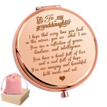 Espelho de bolso HNLUGF para minha neta em ouro rosa