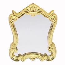 Espelho de casa de bonecas em miniatura em escala 1:12 com moldura dourada Espelho de casa de bonecas em miniatura em escala 1:12 com moldura dourada