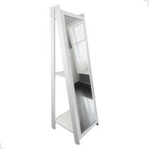 Espelho de Chão Branco 2 Prateleiras Corpo Inteiro 161x50cm Vertical Resistente - MOVELBENTO