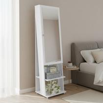 Espelho de Chão Grande Retângular 175x49cm 2 Prateleiras Porta Acessórios Retrô Pe2024 Branco Espelho de Chão Grande Retângular 175x49cm 2 Prateleiras Porta Acessórios Retrô Pe2024 Branco