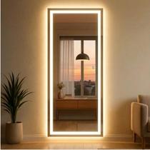 Espelho De Corpo Inteiro Com LED Lopazzi 170x70cm Modelos Arqueado, Oval e Retangular Botão Touch, 3 Temperaturas De Luz E Vidro De Alta Definição