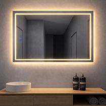 Espelho De Led Orgânico Retangular Touch 3 Cores de Luz com Display Digital 60x80cm Bivolts - Smart Norte