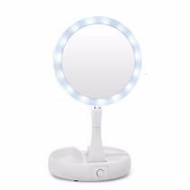 Espelho De Luz Led Dobravel Aumenta 10x Maquiagem Dupla Face