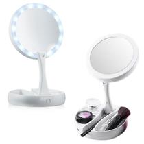 Espelho De Luz Led Dobrável Aumenta 10X Maquiagem Portátil - Aq Shopping
