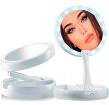 Espelho De Luz Led Dobrável Aumenta 10X Maquiagem Portátil