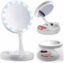 Espelho De Luz Led Dobrável Aumenta 10x Maquiagem Portátil Espelho De Luz Led Dobrável Aumenta 10x Maquiagem Portátil