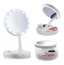 Espelho De Luz Led Dobrável Aumenta 10x Maquiagem Portátil Espelho De Luz Led Dobrável Aumenta 10x Maquiagem Portátil