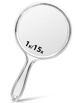 Espelho de Mão Macaki Dupla Face 1X/15X em Acrílico 27 cm