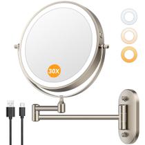 Espelho de Maquiagem Auxmir 8" 30X Ampliação Recarregável com LED