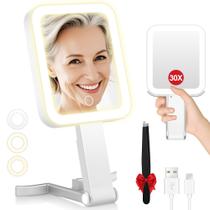 Espelho de maquiagem B Beauty Planet Travel com luzes 1X/30X Magnify Espelho de maquiagem B Beauty Planet Travel com luzes 1X/30X Magnify