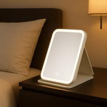 Espelho De Maquiagem com LED Inteligente Controle de Toque 3 Níveis de Luz Mesa Portátil Recarregáve