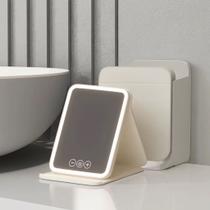 Espelho De Maquiagem com LED Inteligente Controle de Toque 3 Níveis de Luz Mesa Portátil Recarregáve