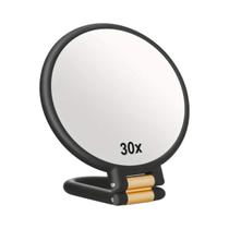 Espelho De Maquiagem Com Lente De Aumento 30X E 1X, Espelho De Mão Com Cabo, Espelho De Beleza Dupla
