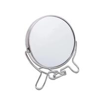 Espelho De Maquiagem com Suporte Metal Dupla Face Com Aumento 4" Polegada Mesa