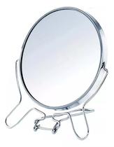 Espelho De Maquiagem Dupla Face Metal Aumento 5 Polegadas Moldura Prateado/metal