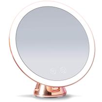 Espelho de Maquiagem Fancii com LED e Lupa 10x - Cor Rose Gold