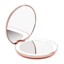 Espelho de Maquiagem Fancii com LED e Lupa 1x/10x - Ideal para Viagem